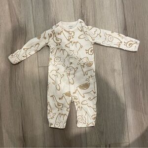 5/$15 Carter's Cream and Tan Animal Print sleeper